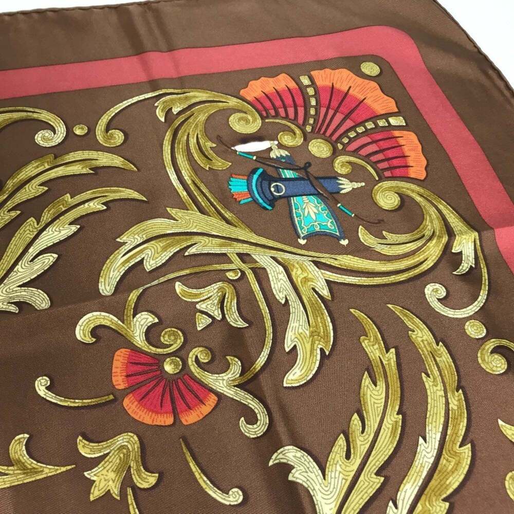 HERMES Brown Silk Scarf - Picture 6 of 11